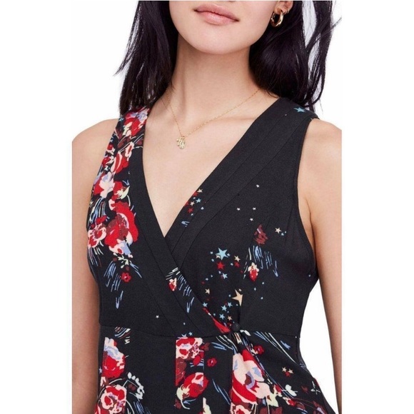 🆕 Free People Sleeveless Black Tunic Top with Floral Print. NWT - Picture 7 of 11